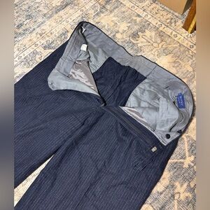 Incotex Dark Gray Chalk Stripe Wool- Cashmere Pleated Pants EU52 US34 Inseam 27